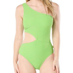 Michael Kors Green Apple Textured Cutout One Shoulder One Piece Swimsuit NWT!